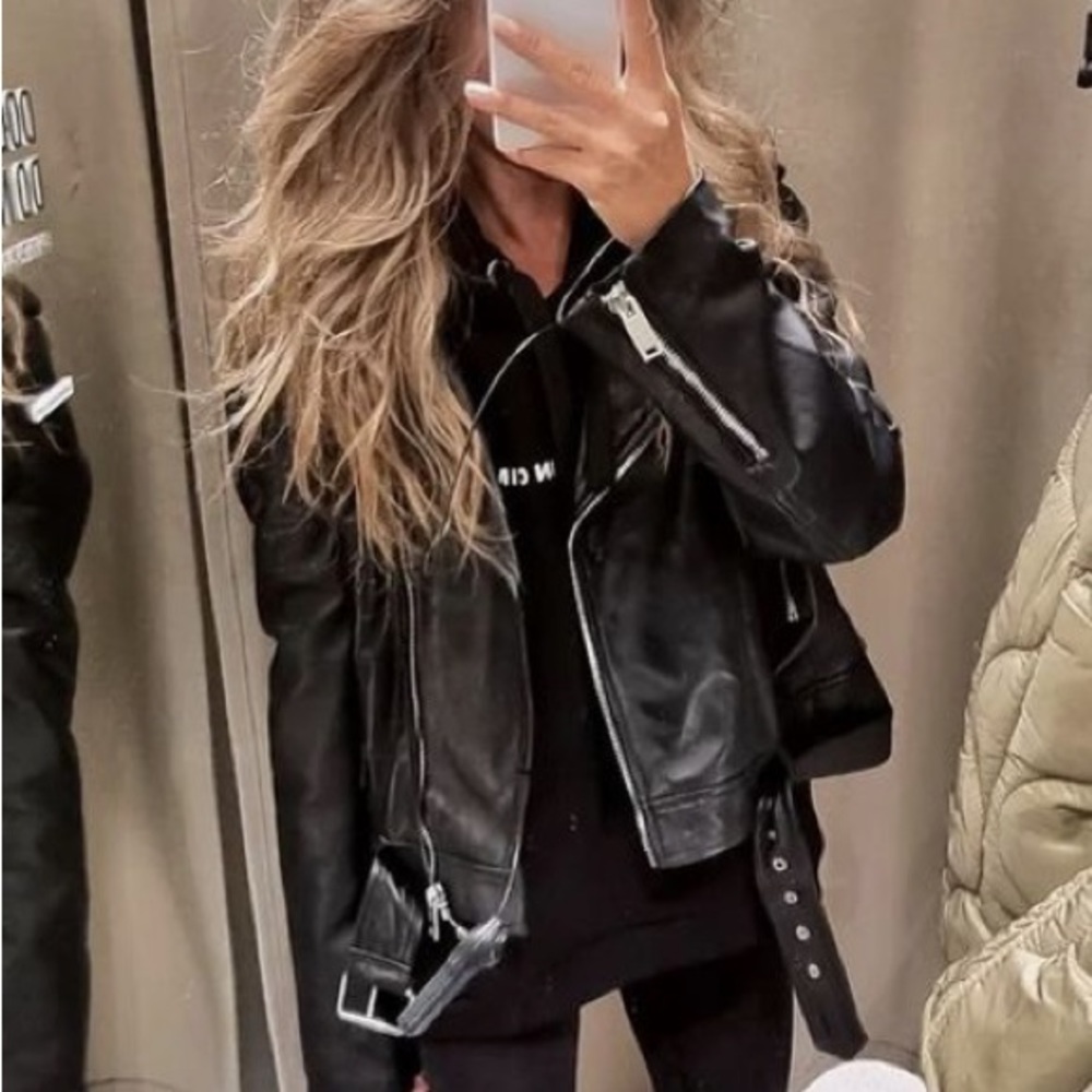 faux leather motorcycle belted jacket blazer moto glossy